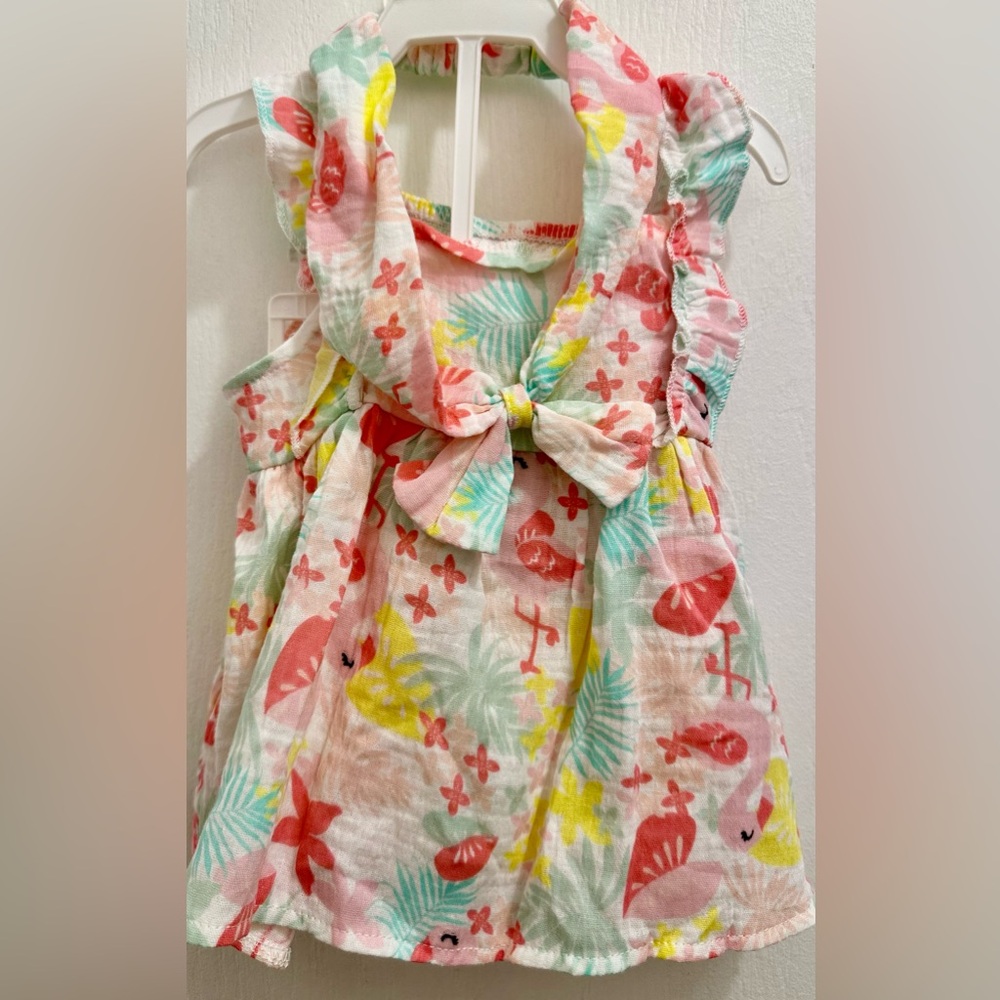 NWT Baby On Board Floral Flamingo Baby Dress Size 18M